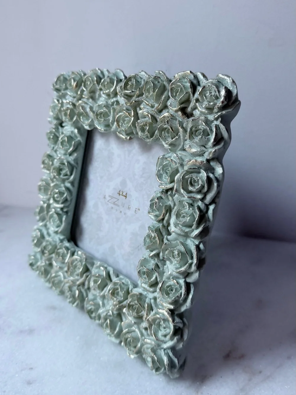Mint Rose Frame - Decorative 4x4 Photo Frame